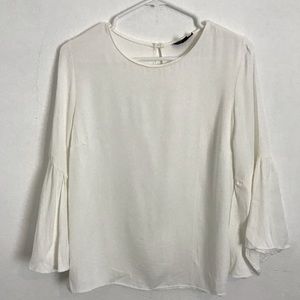 TopShop White Flare Sleeve Blouse Size 8